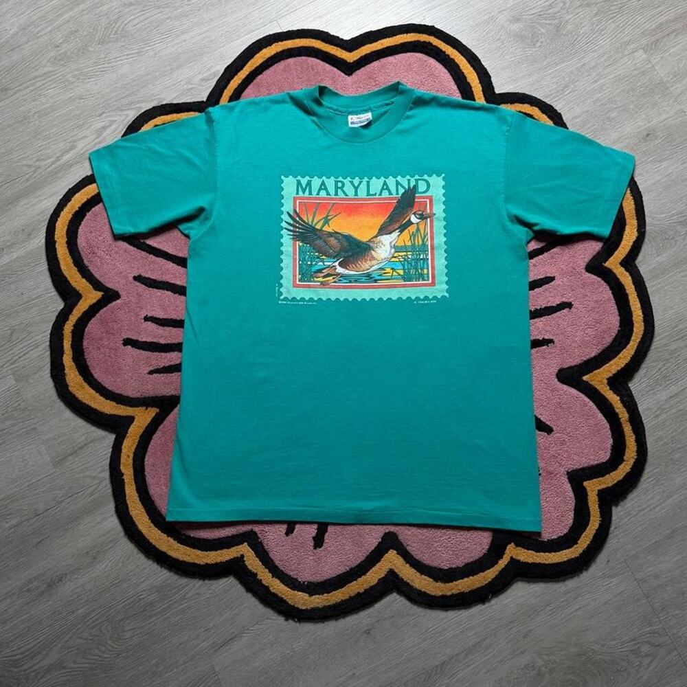 Vintage 80’s Maryland Goose Stamp Graphic Logo T-shirt Size XL